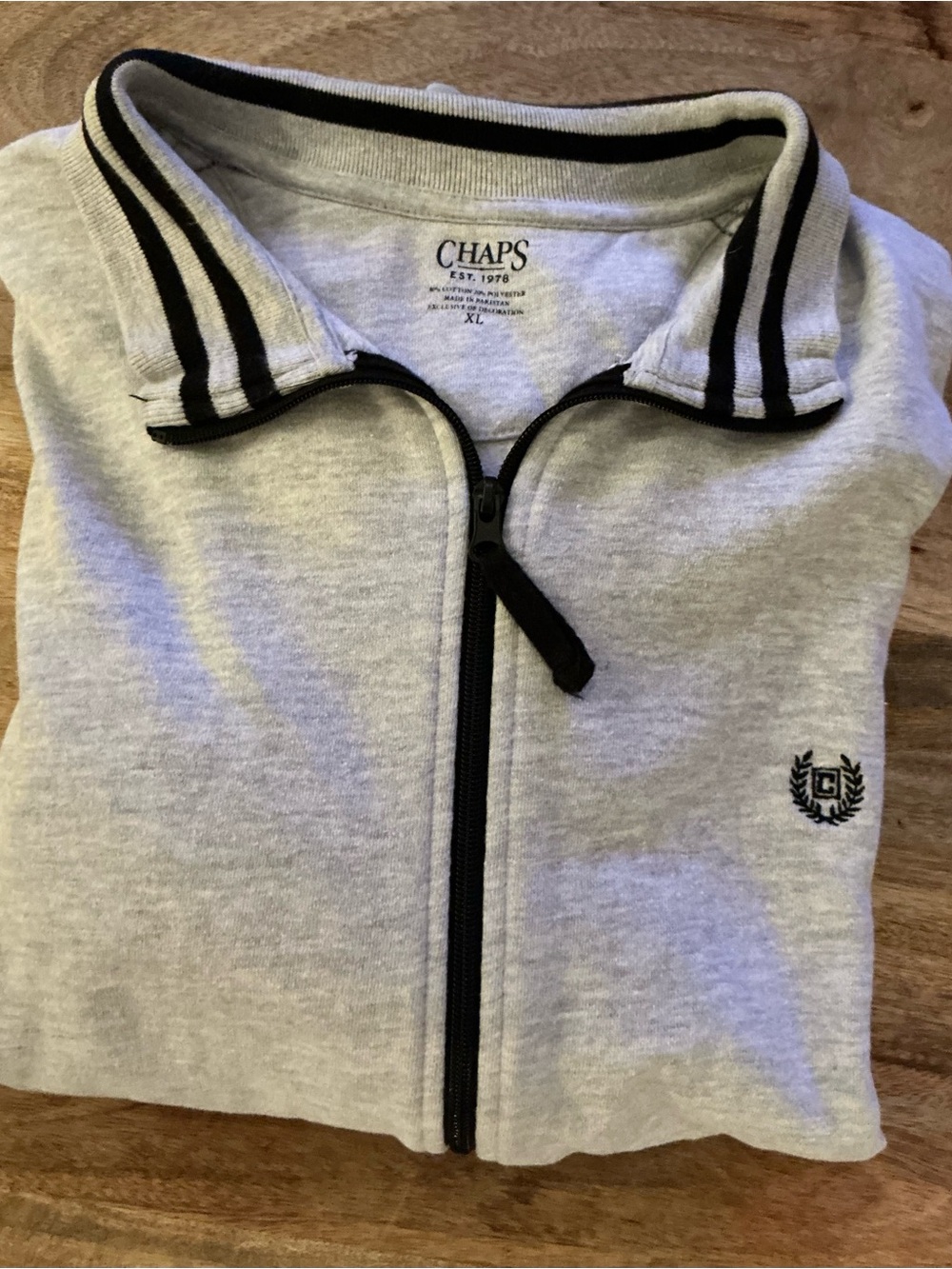 Chaps Light Gray Zip-Up Sweatshirt Jacket XL